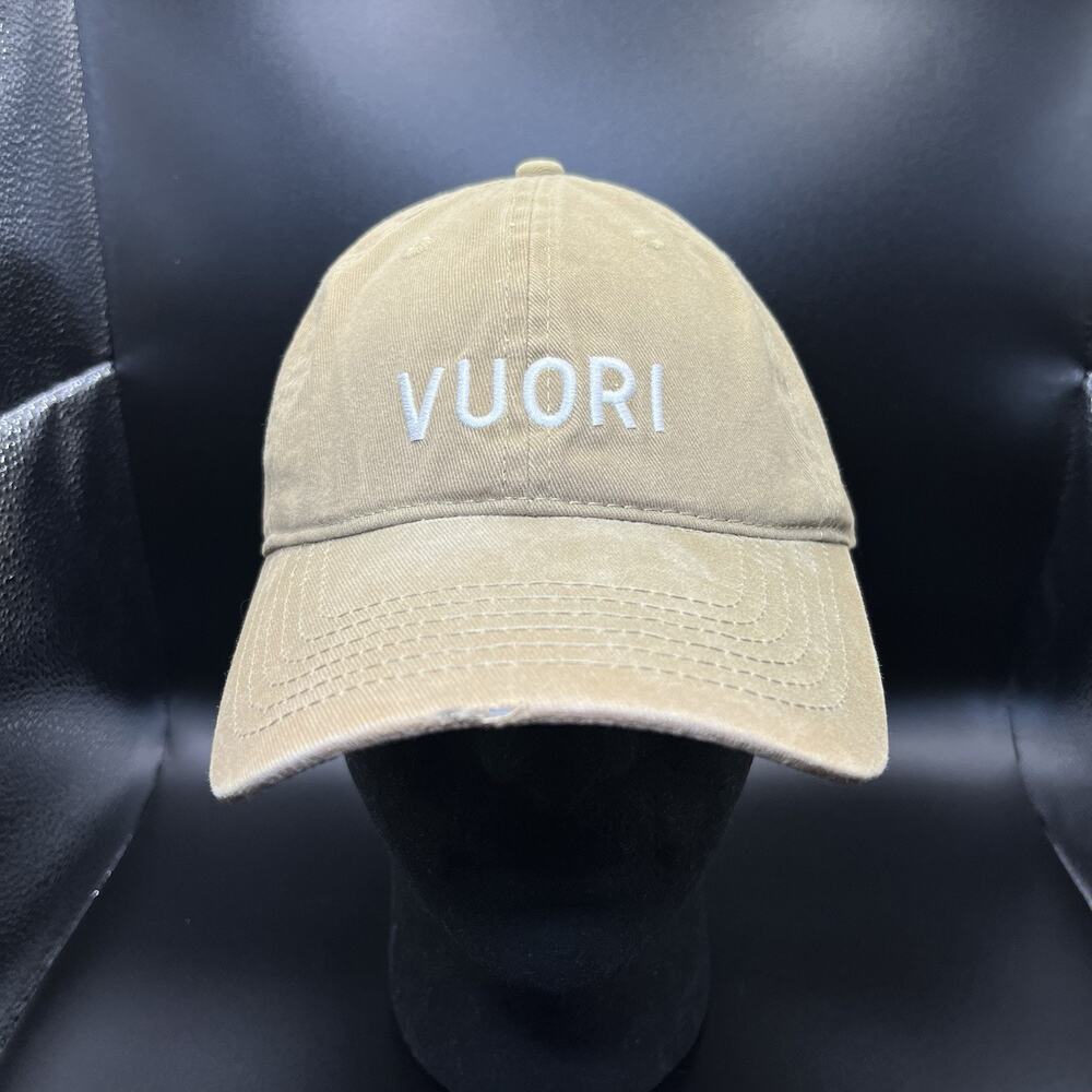 Vuori Dad Hat Low Profile Ball Cap Unisex O/S Camel Embroidered Strapback V8027